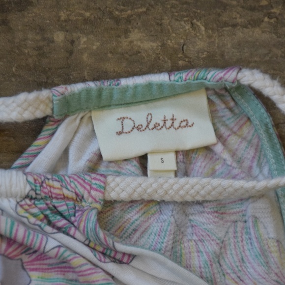 Deletta Sorin Floral Halter Boho Tank Silk Rayon - Picture 3 of 6